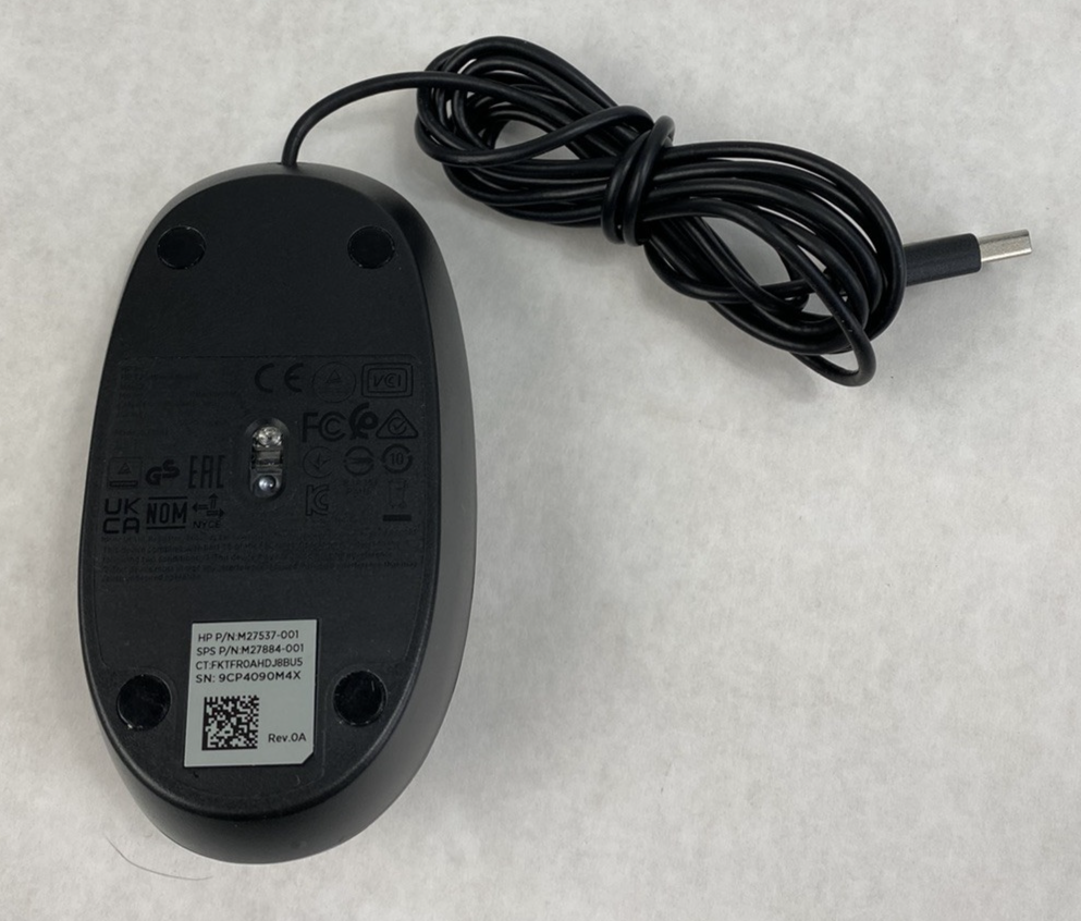 Lot of 3 HP 125 TPA-P001M USB Wired Mouse Tested