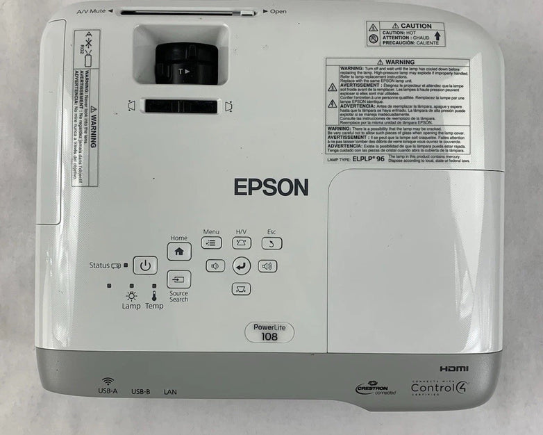 Epson PowerLite 108 H860A LCD Projector 1256 Lamp Hours - No Remote