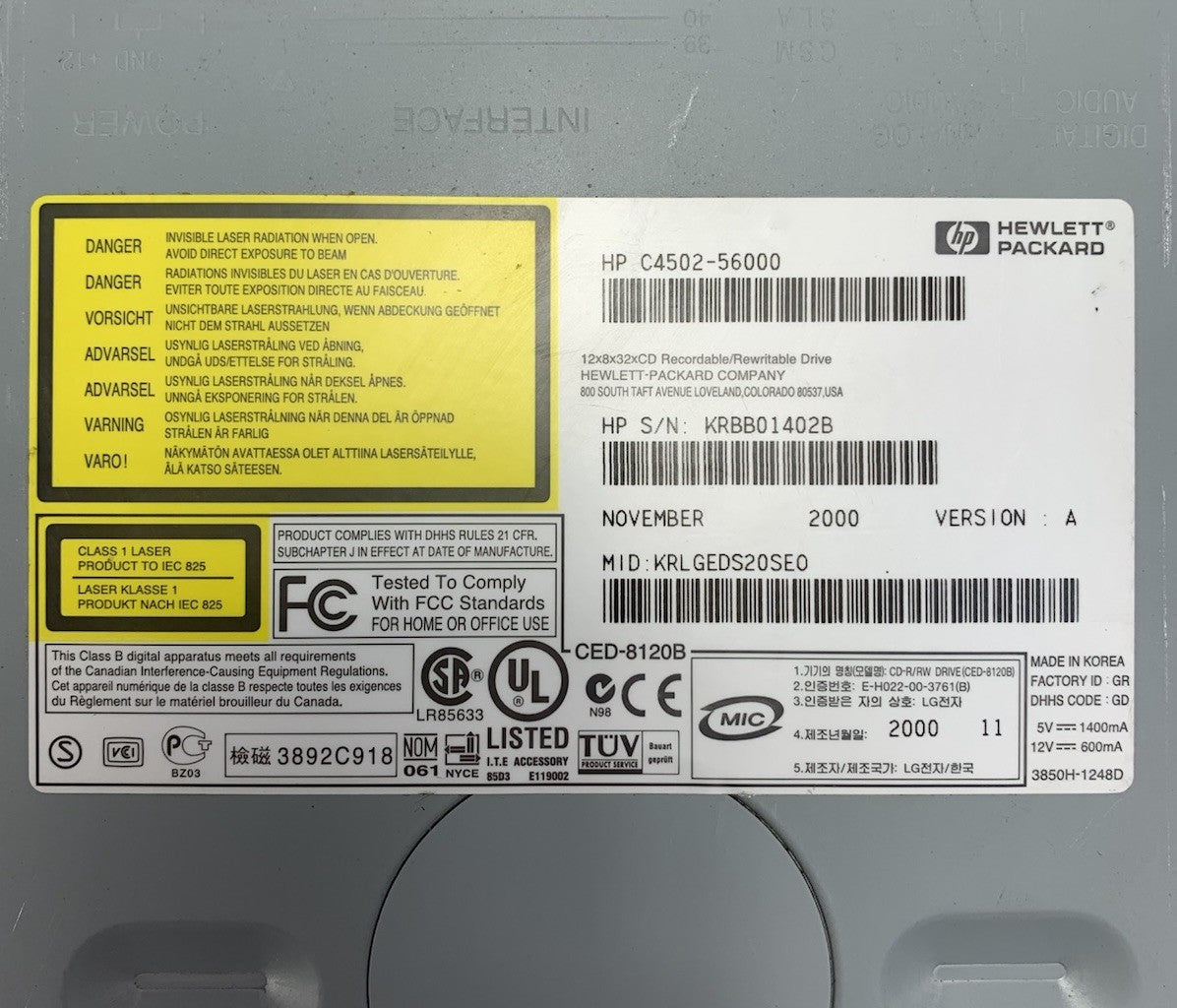 HP C4502-56000 CD-Writer 9500 Series Disk Drive7