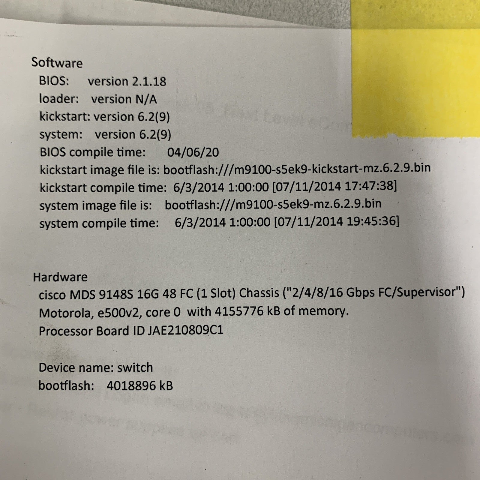 Cisco DS-C9148S-K9 MDS 9148S 16G Multilayer Fabric Switch Tested 1x Power Supply