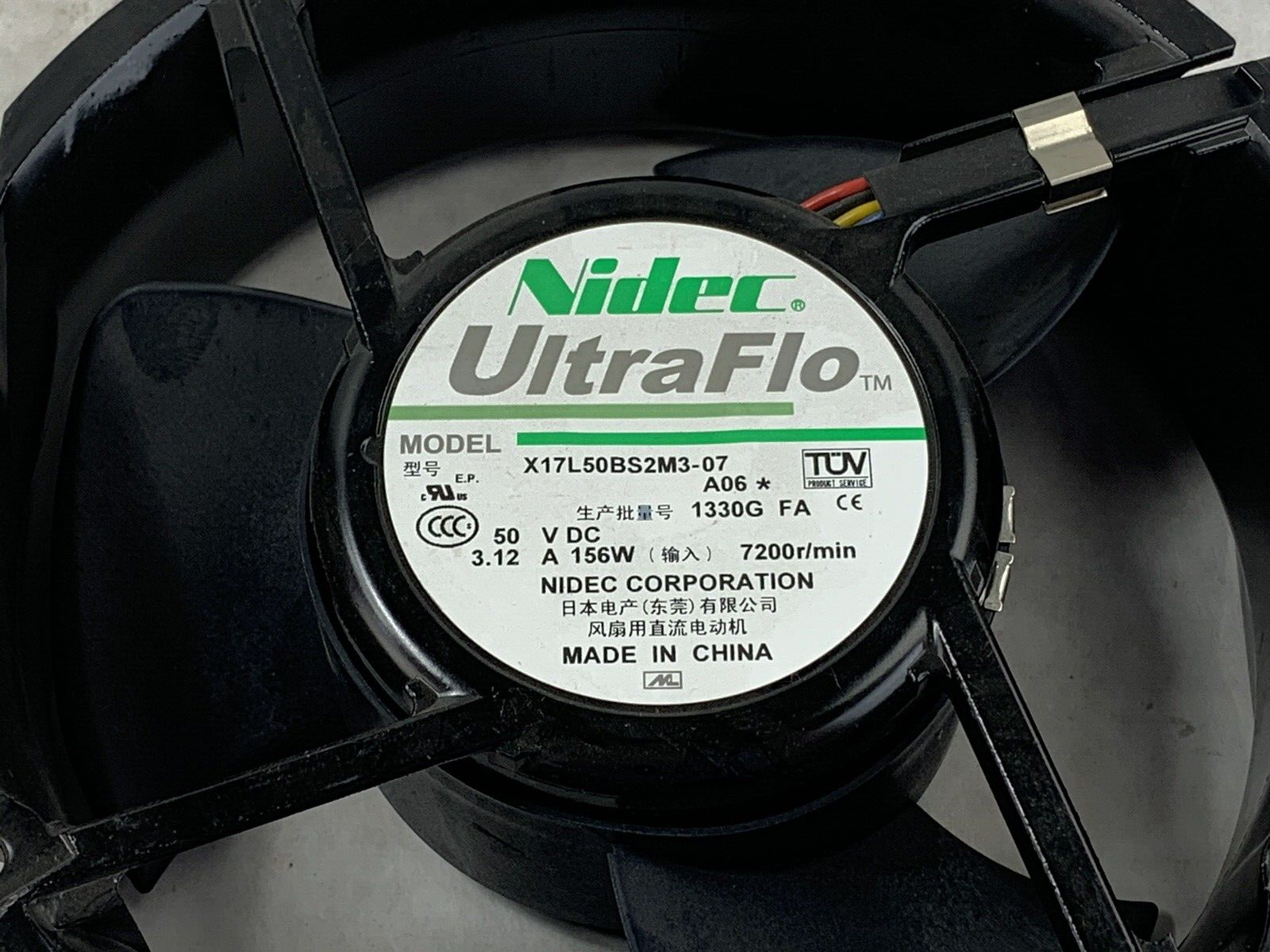 Nidec X17L50BS2M3-07 Fan 7200 RPM 156W DC 50V
