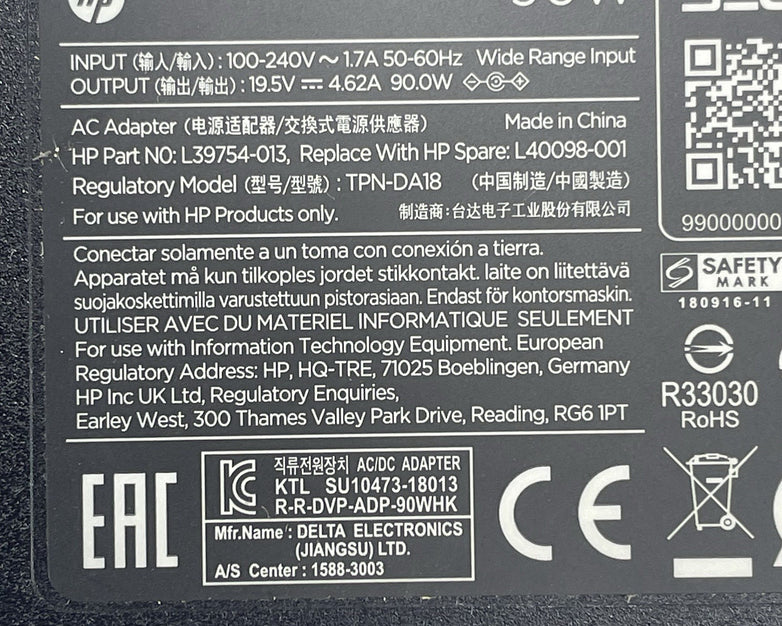 HP AC Adapter TPN-DA18 100-240V 1.7A 50-60HZ Lot of 10