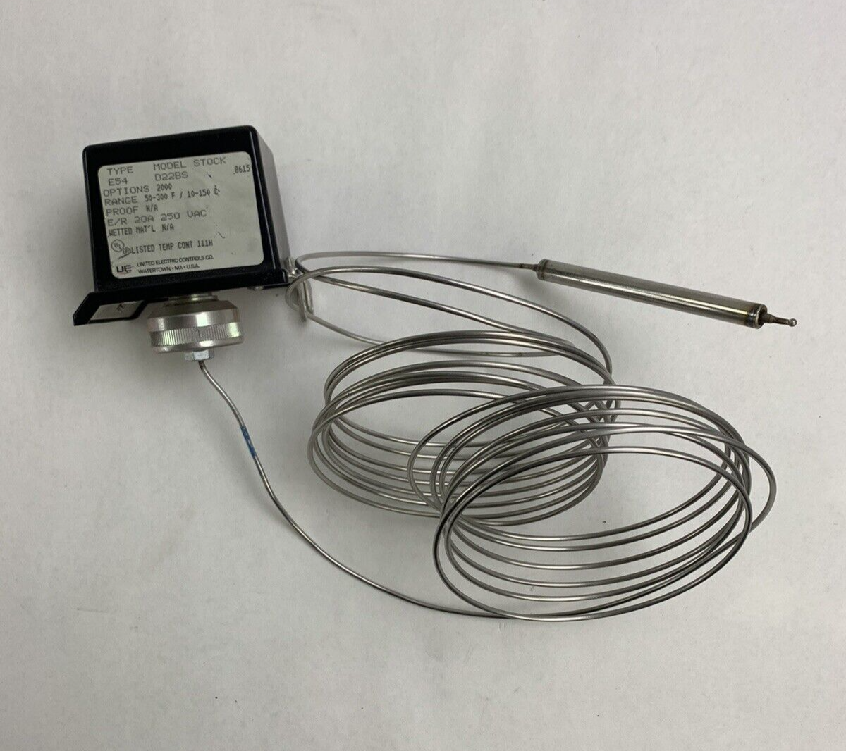 United Electric Temperature Switch, Type E54, Model D22BS, 50-300 Deg F