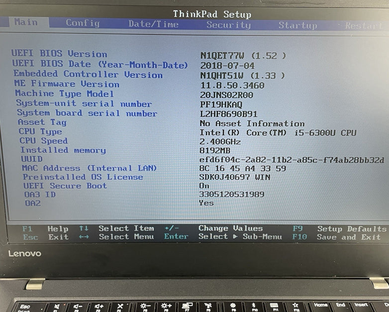 Lenovo ThinkPad T470 14" i5-6300U 2.40 GHz 8 GB RAM No SSD/OS/AC/Battery