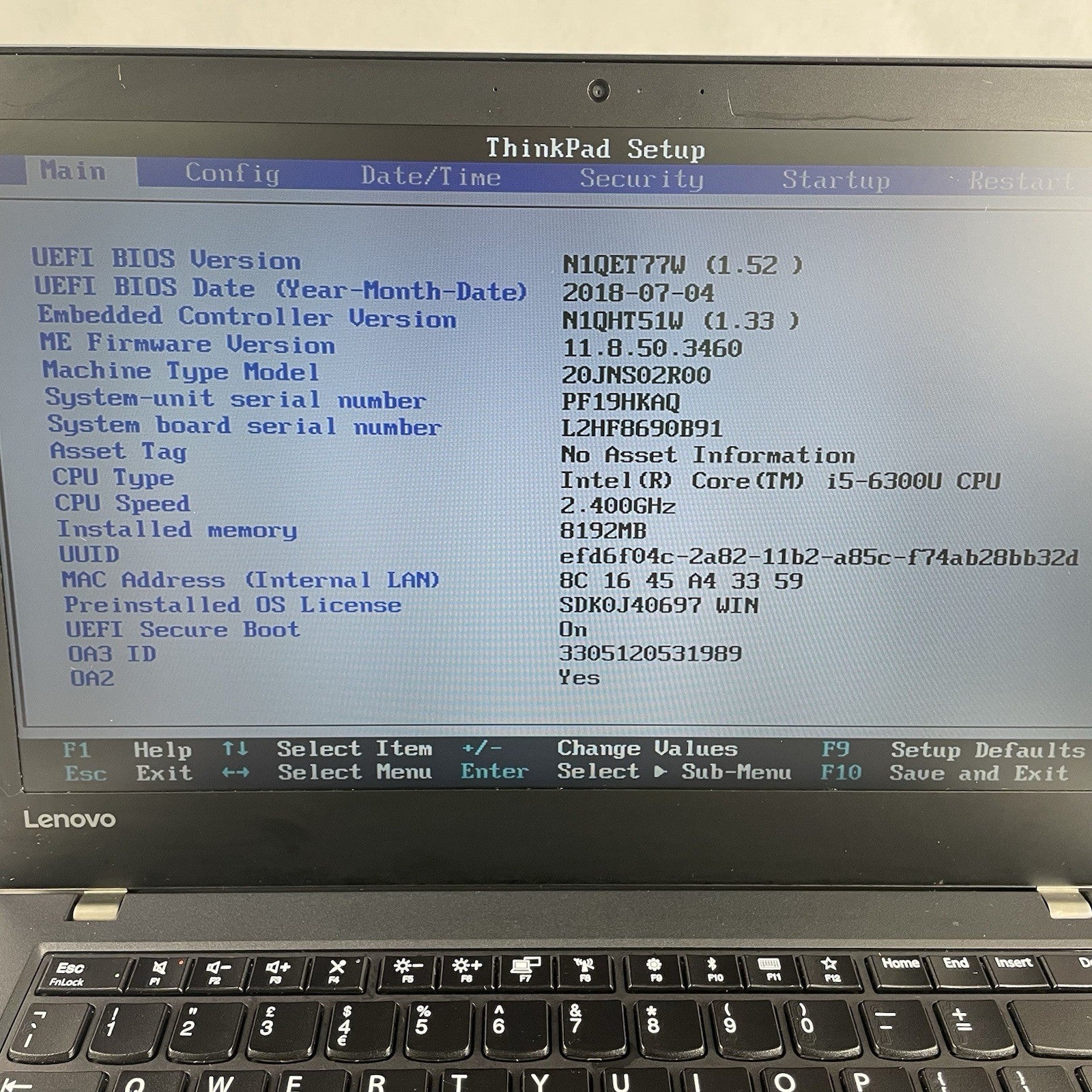 Lenovo ThinkPad T470 14" i5-6300U 2.40 GHz 8 GB RAM No SSD/OS/AC/Battery3