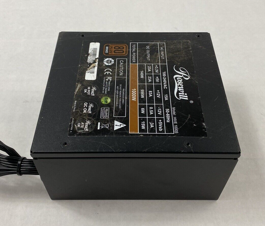 Rosewill HIVE-1000S 80 Plus Bronze Semi Modular Power Supply with Cables Tested