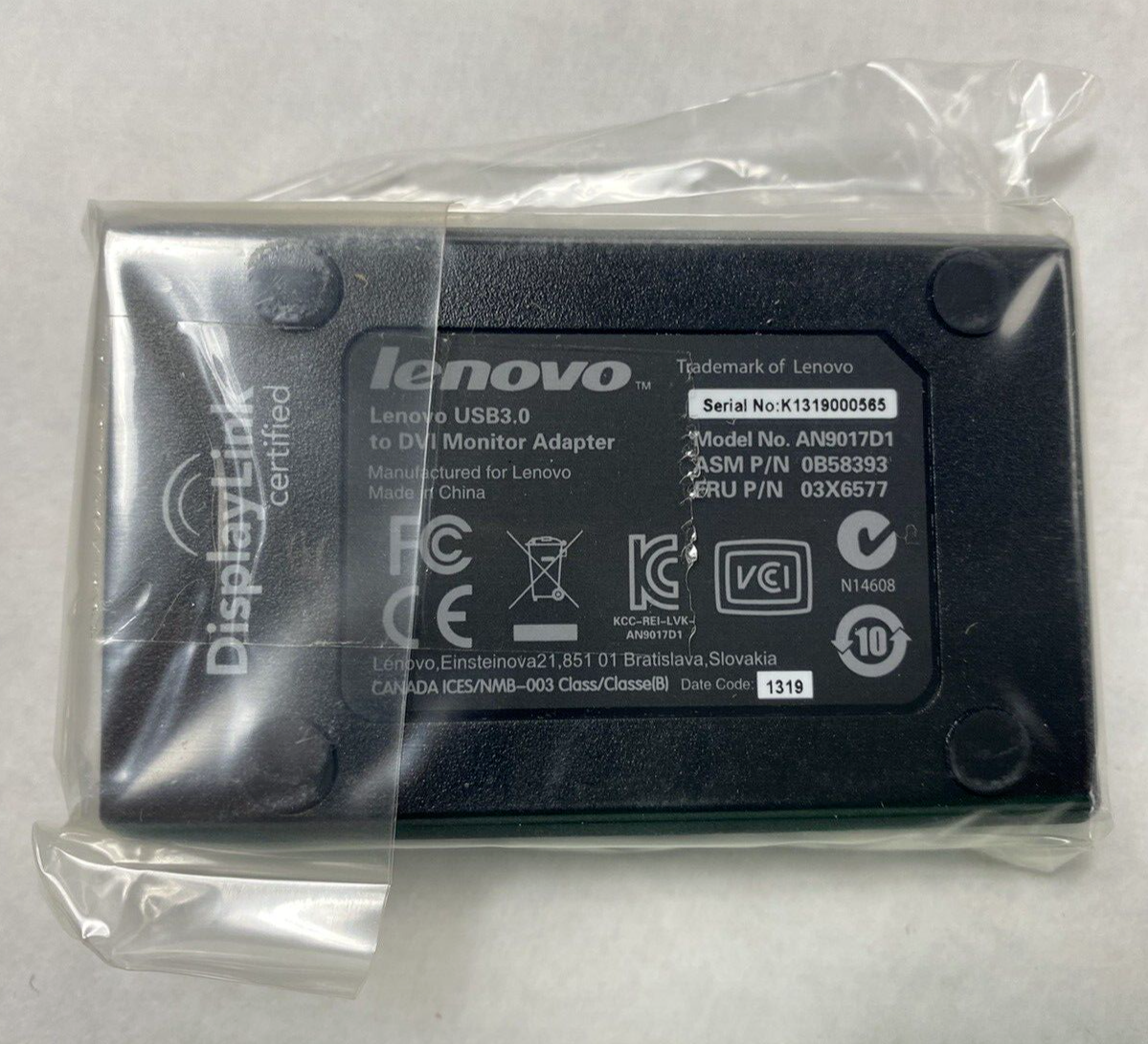 Lot of 2 Lenovo USB 3.0 to DVI/VGA Monitor Adapters Untested