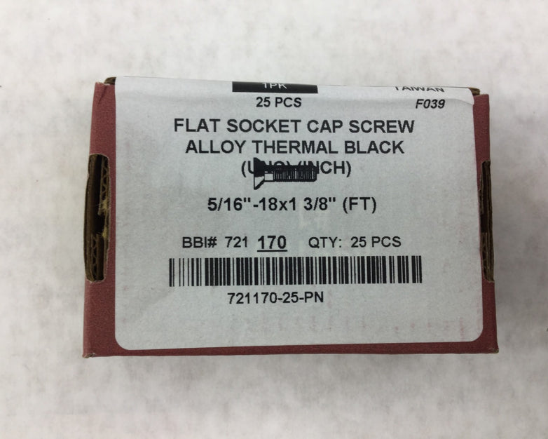 Brighton Flat Socket Cap Screw Alloy Thermal Black 5/16" - 18x1  3/8"  Box of 25