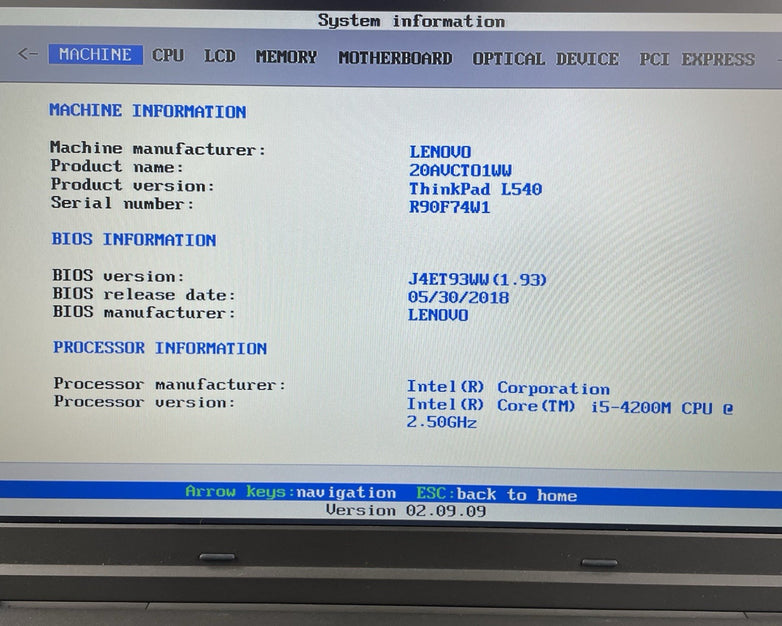 Lenovo ThinkPad L540 15.6" i5-4200M 2.50 GHz 8 GB RAM No SSD/OS/AC