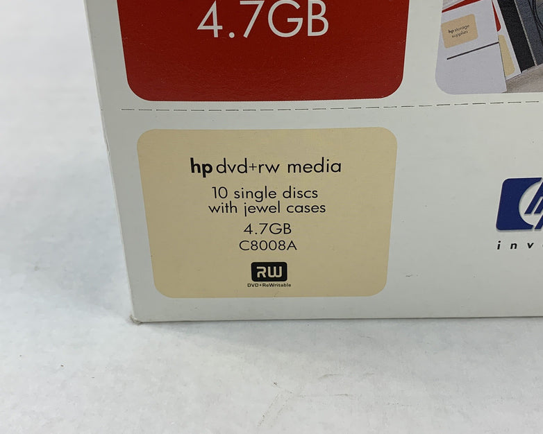 HP C8008A 4.7GB Rewritable DVD+RW Disc NOS 10 Pack New OEM Sealed