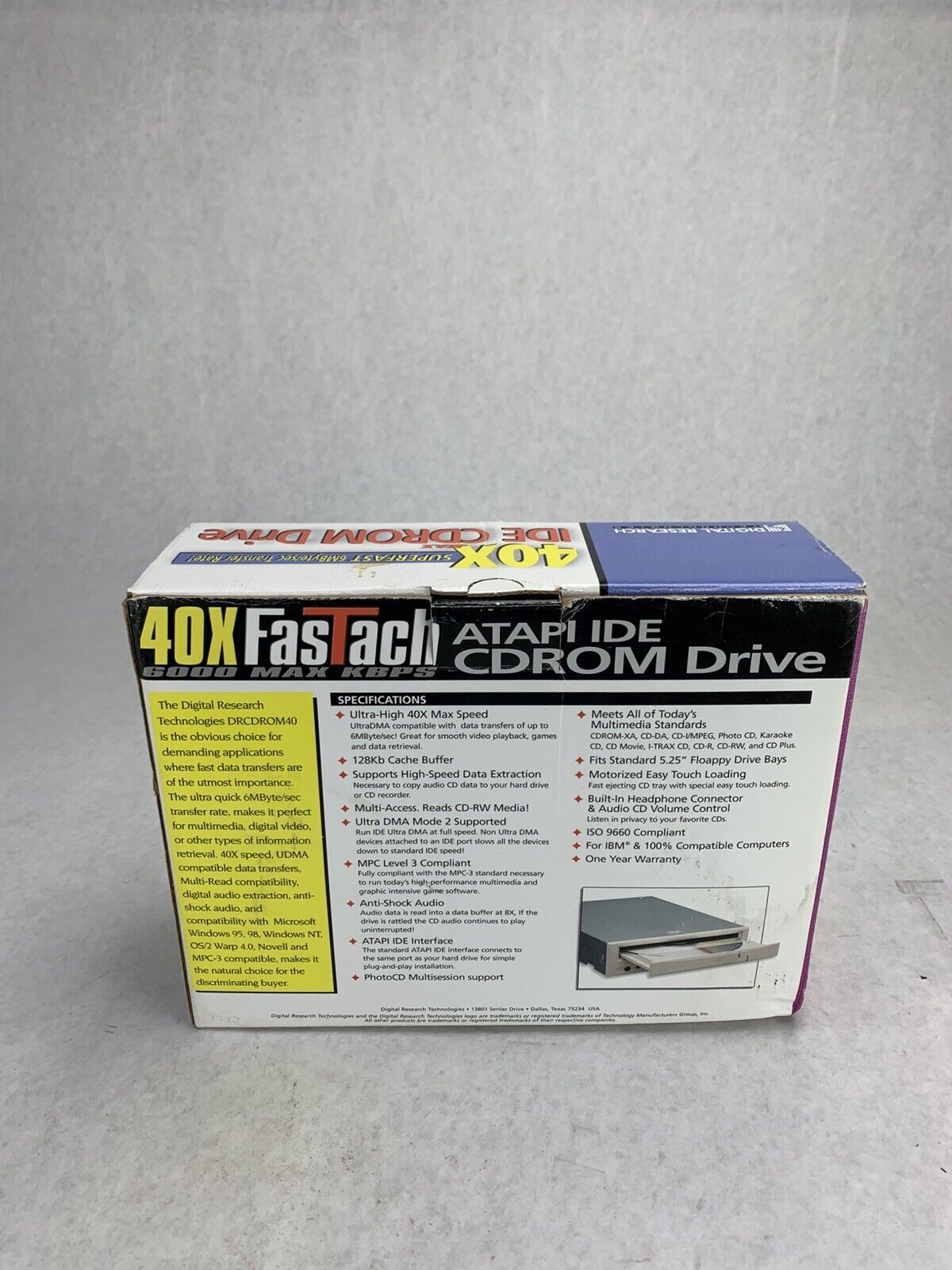 Digital Research 40x  Fastach Atapi Ide CDROM Drive DRCDROM40