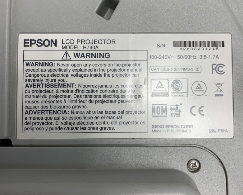 Epson PowerLite 695Wi H740A LCD Lamp Projector 883 Lamp Hours - No Remote