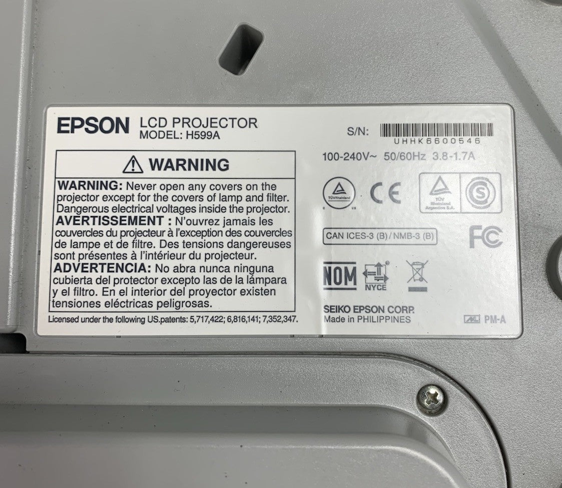 Epson BrightLink 595Wi H599A LCD Lamp Projector 551 Lamp Hours - No Remote7