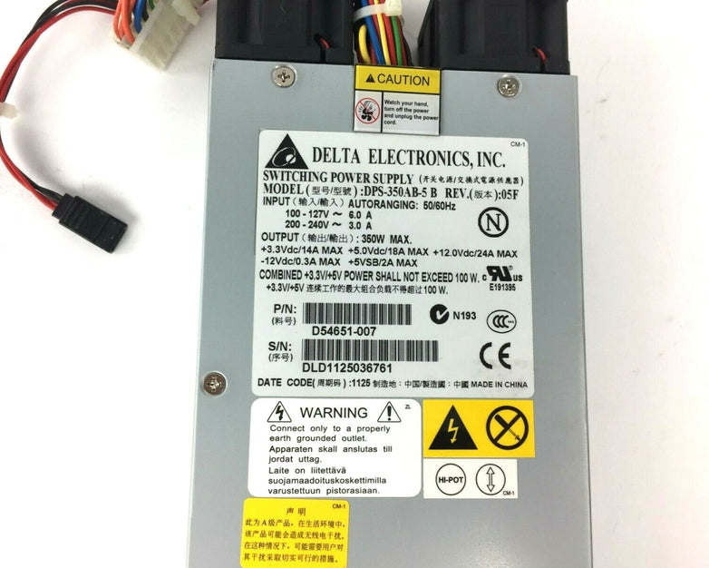 Delta Electronics DPS-350AB-5 B REV:05F D54651-007 1U 350W Power Supply
