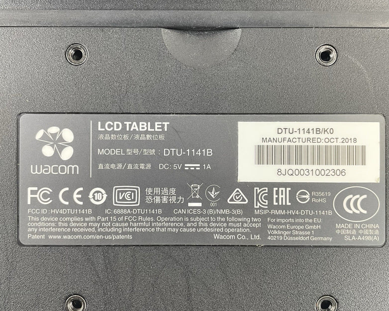 Wacom DTU-1141B 10.1" FHD Drawing Tablet - Scratched/No Power Cord & Cord Cover