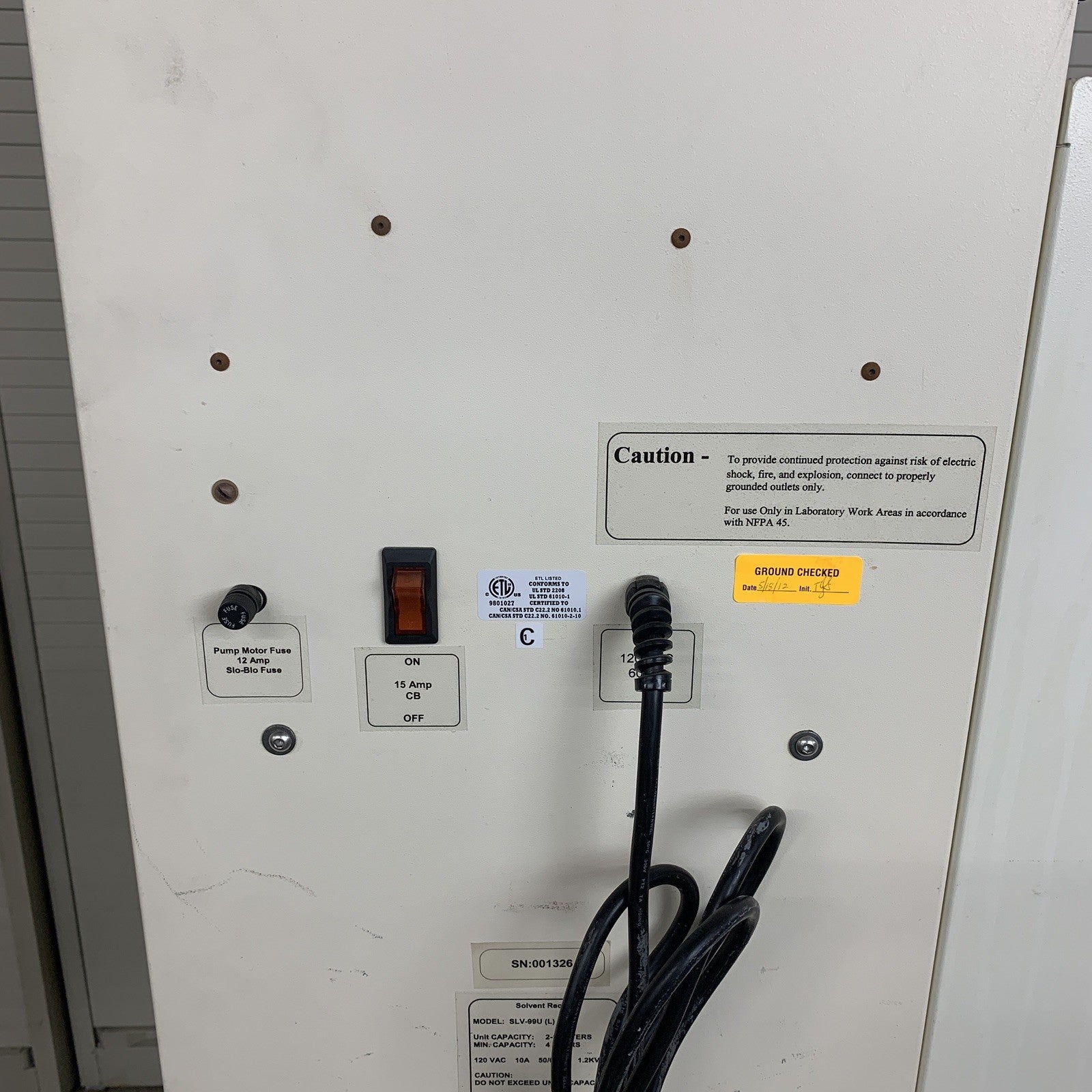 CBG Biotech SLV-99U (L)  Xylene and Alcohol Solvent Recycling System Power On