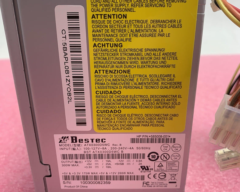 Bestec ATX0300D5WC 585008-001 300W Power Supply