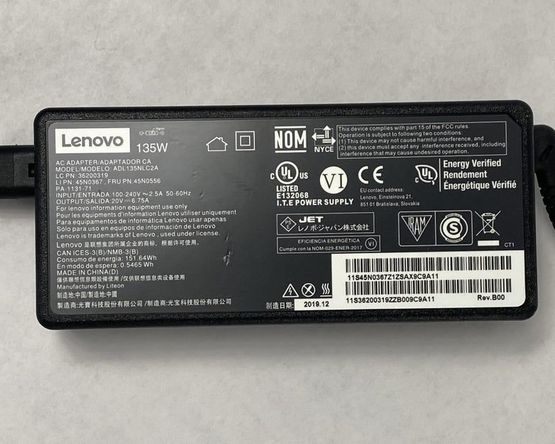 Lenovo ADL135NLC2A 135W 20V 6.75A Yellow Square Tip AC Adapter (Lot of 10)