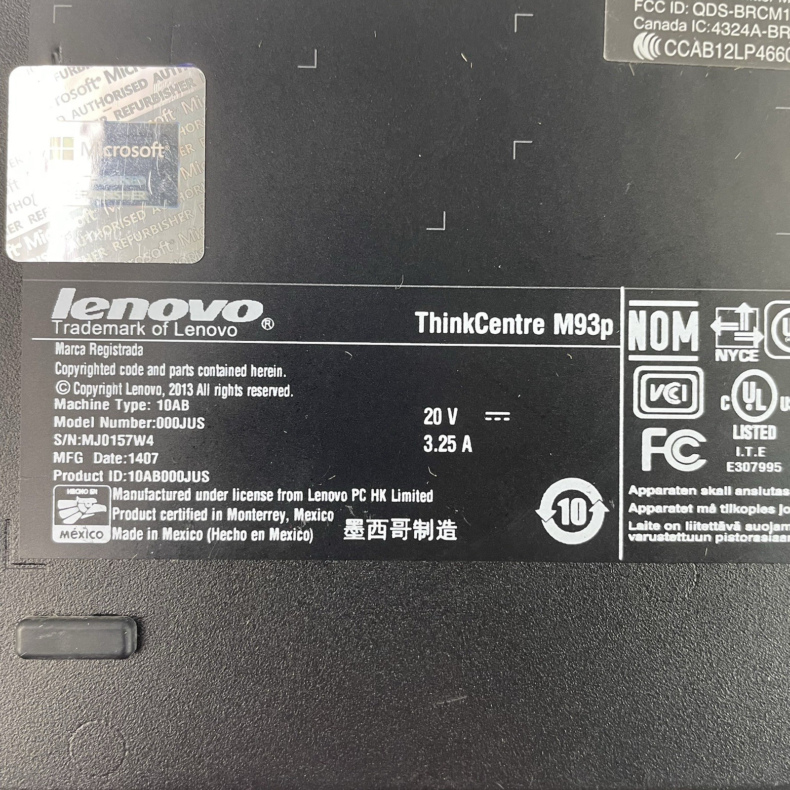 Lenovo ThinkCentre M93p Micro i7-4785T 2.20 GHz 8 GB RAM No SSD/OS/AC11