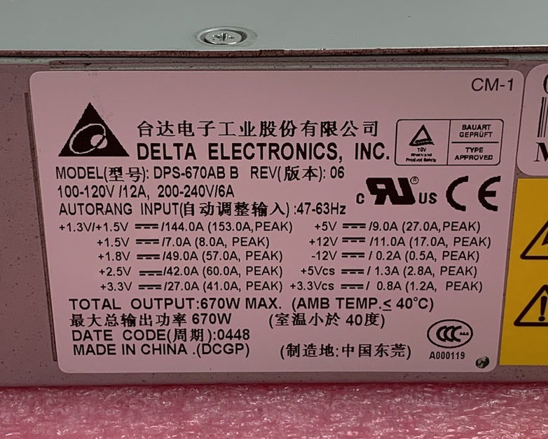 Delta Electronics DPS-670AB 670W Server Power Supply