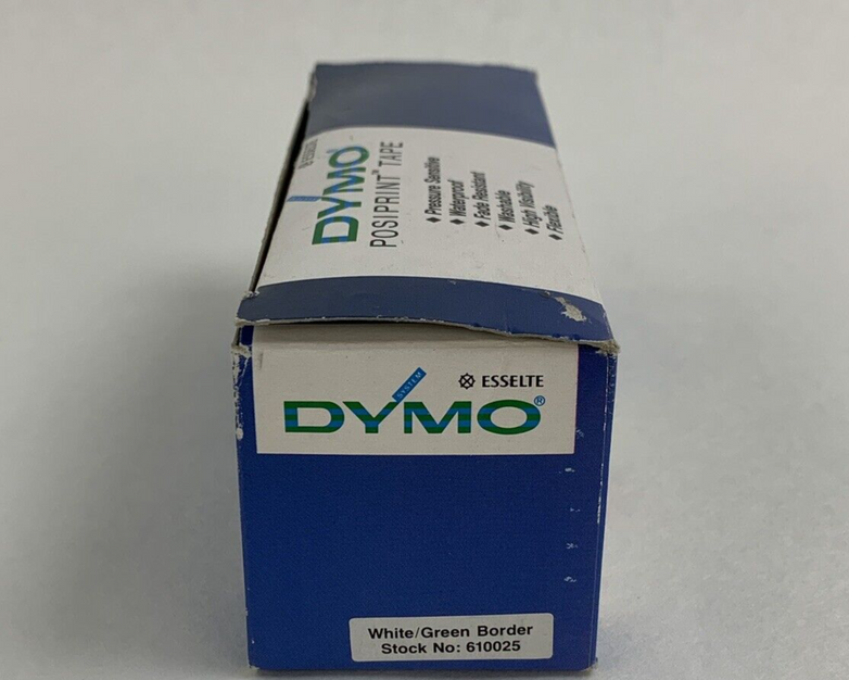 Dymo 610025 Esselte PosiPrint White Labeling Tape Green Border 3/8"x10' 10 Rolls