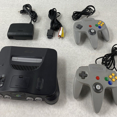 Nintendo NUS-001 64 Video Game Console + PSU + AV Cable + 2 Controller Bundle