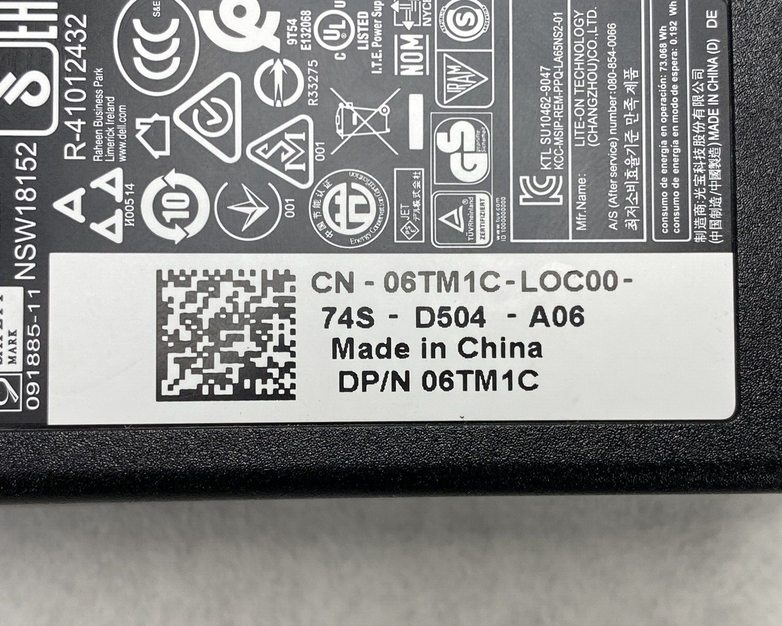 Lot of 6 Dell LA65NS2-01 DP/N: 06TM1C 65W 19.5V 3.34A AC Adapter