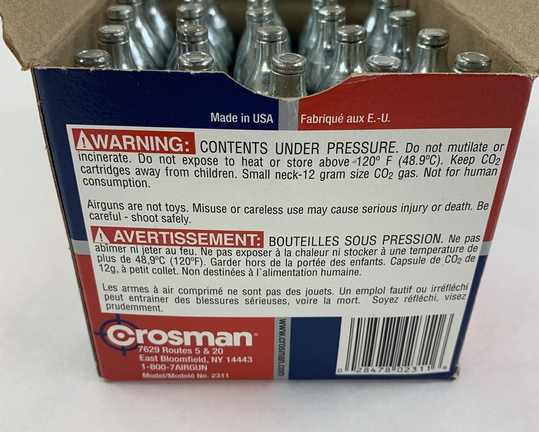 Crosman 25 Count Box 12G CO2 Powerlet Cartridges For Air Guns New