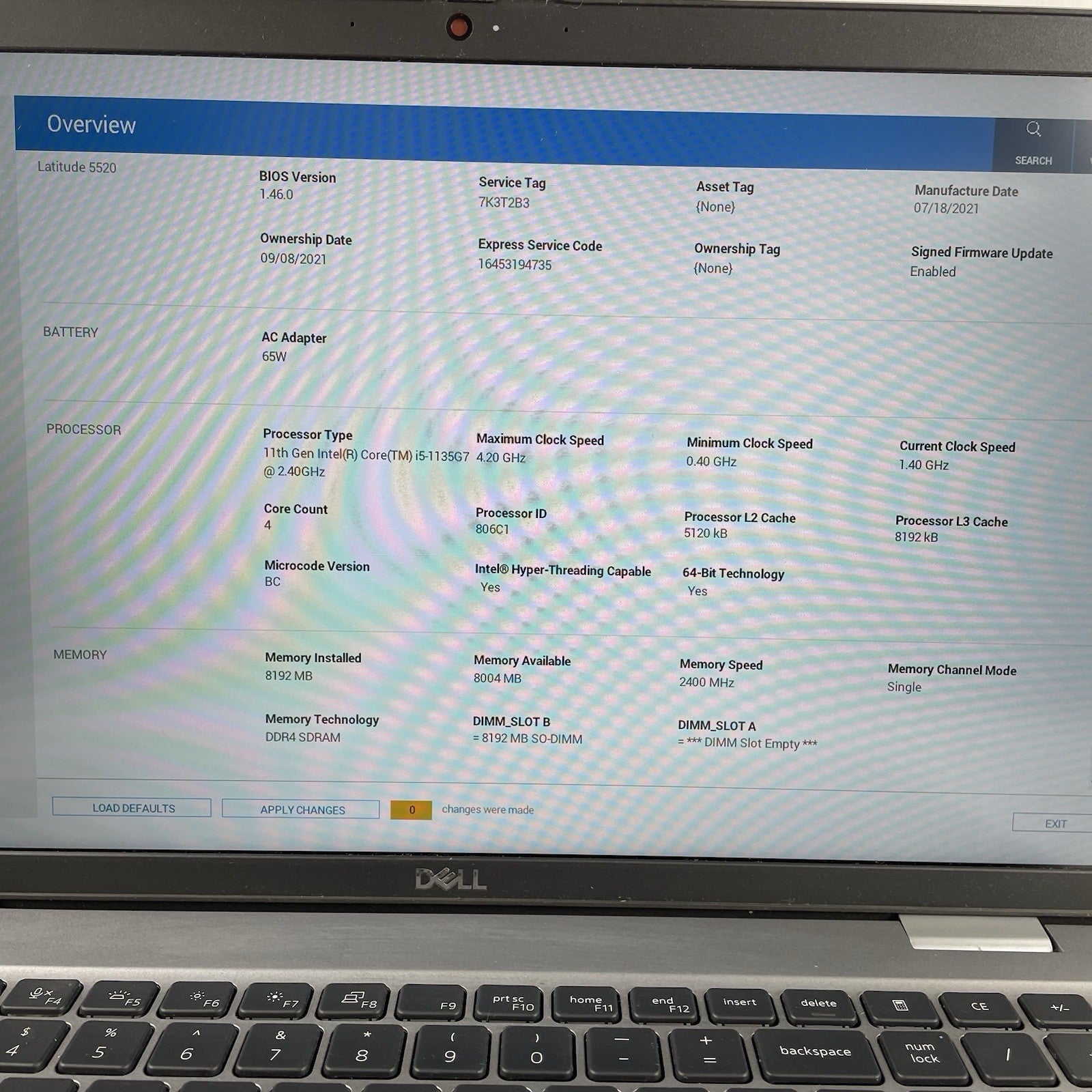 Dell Latitude 5520 15.6" i5-1135G7 2.40 GHz 8 GB RAM No SSD/OS/AC/Batt - READ3