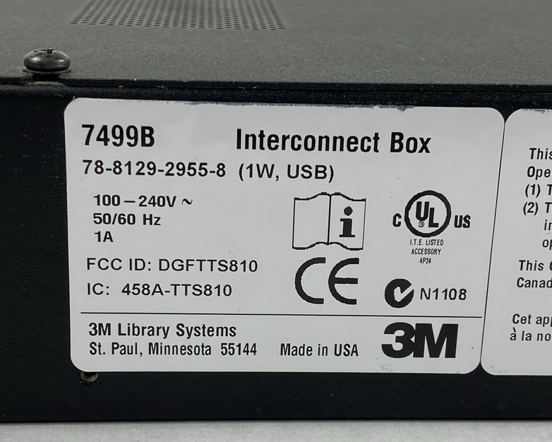 3M Library Systems 7499B Interconnect Box Power Tested