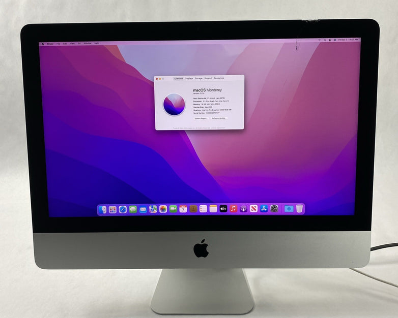 Apple A1418 iMac Retina 4k 21.5" 2015 3.1GHz i5 16GB RAM 1TB HDD Fusion -Cracked