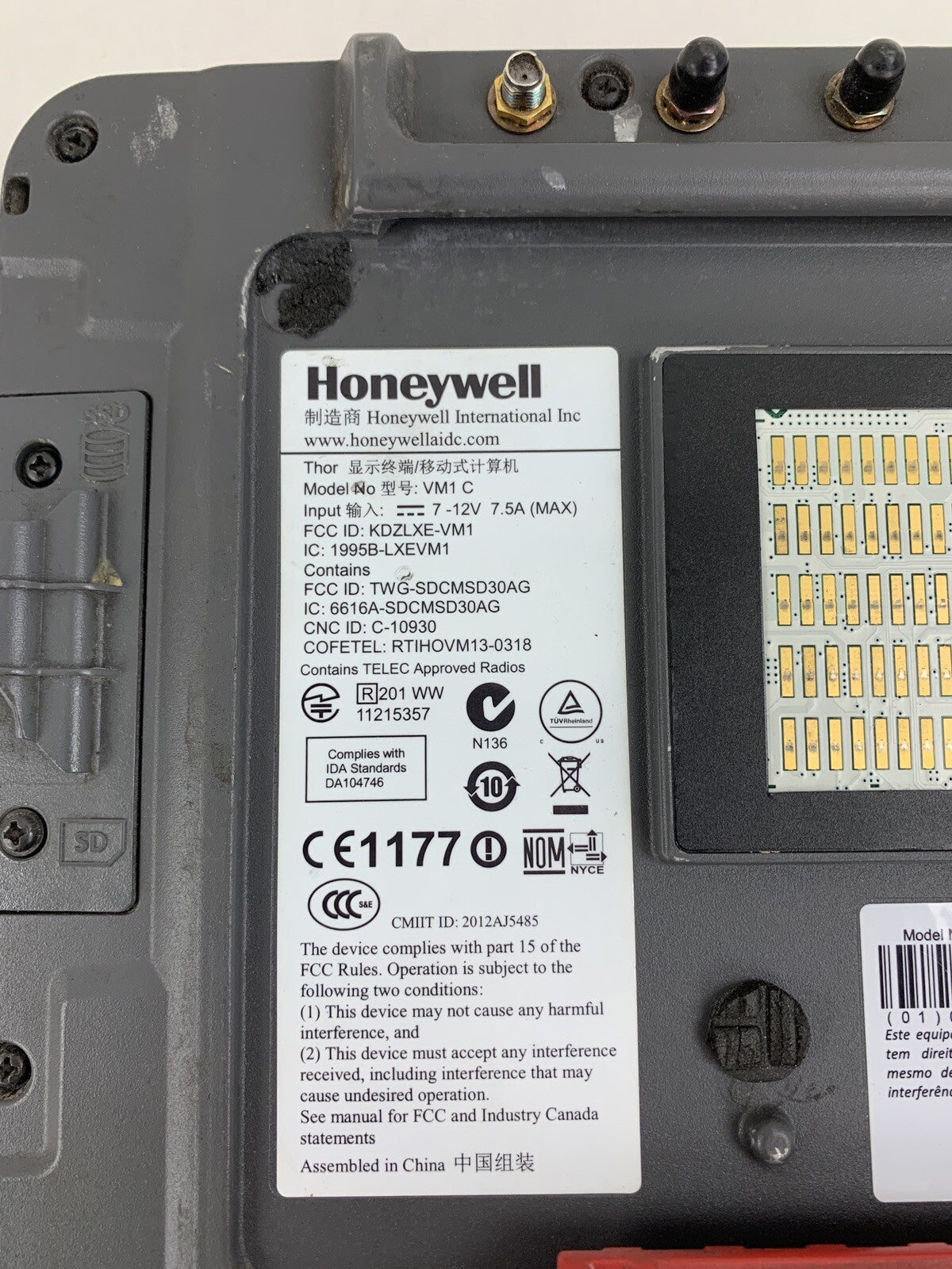Honeywell Thor VM1C Mount Computer Atom 2530 1 GB Ram No OS No Flash No Stylus