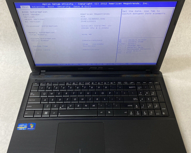 Asus X55C-XH31 15.6" Notebook Intel Core i3-2328M 2.20GHz 4GB RAM No AC HDD OS
