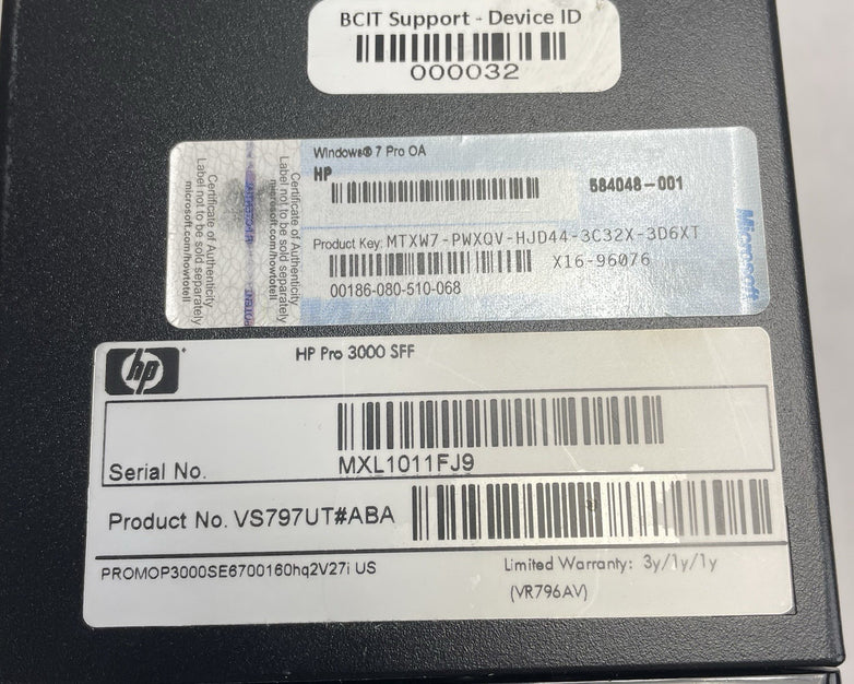 HP Pro 3000 SFF Pentium Dual-Core E6700 3.20 GHz 8 GB RAM No HDD No OS