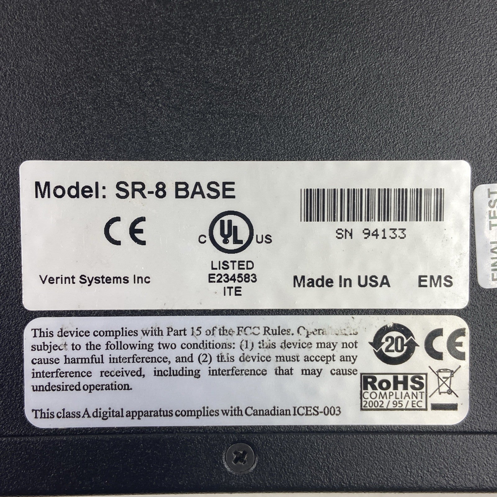 Verint Sr-8 Base Security Data Transfer Interface5