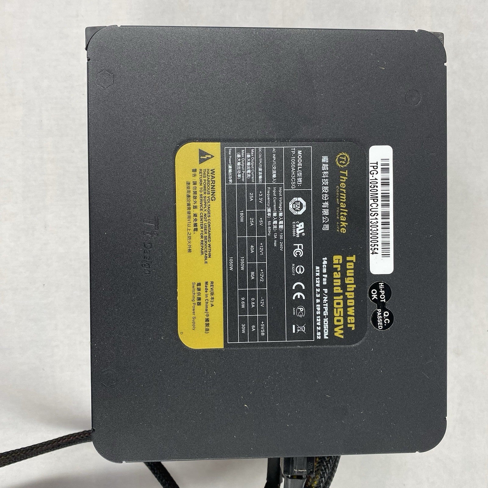 Thermaltake TP-1050AH3CSG TPG-1050M Toughpower Grand 1050W Power Supply Tested