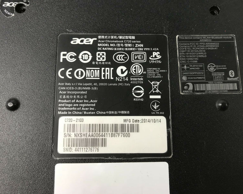 Acer C720 Series Chromebook Bottom Base Case ZHN (Lot of 2)