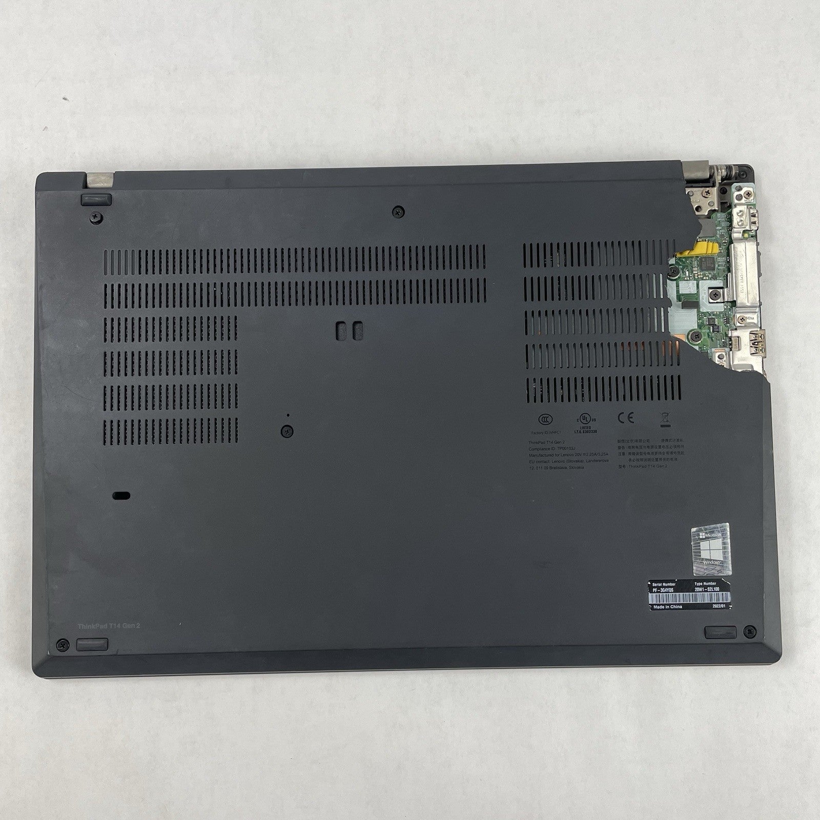 Lenovo ThinkPad T14 Gen2i 14" i5-1145G7 2.60GHz 16GB RAM No SSD/OS/AC-Bad Bottom13