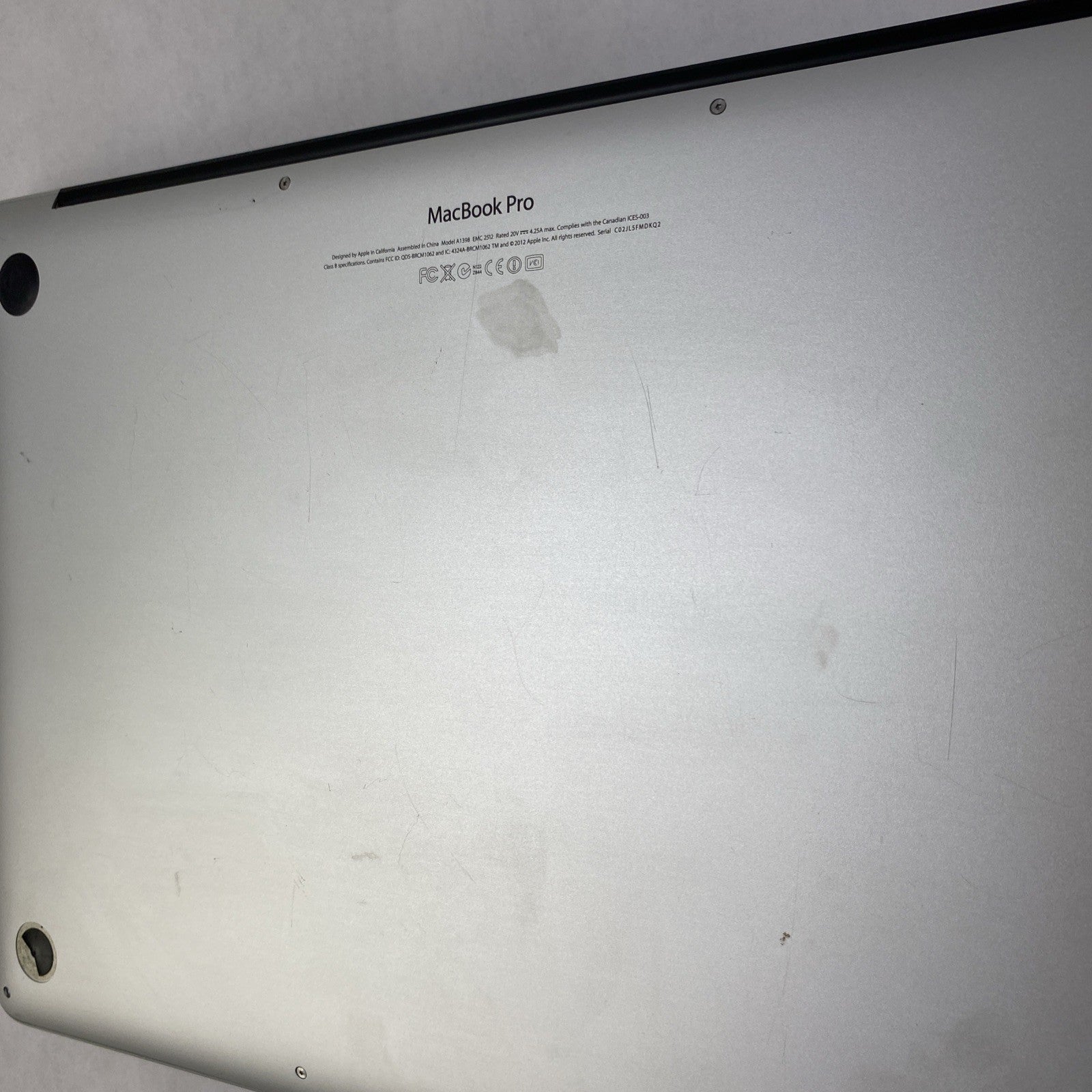 Apple MacBook Pro A1398 2012 Retina 15" i7 8GB RAM 500GB SSD - Service Battery21