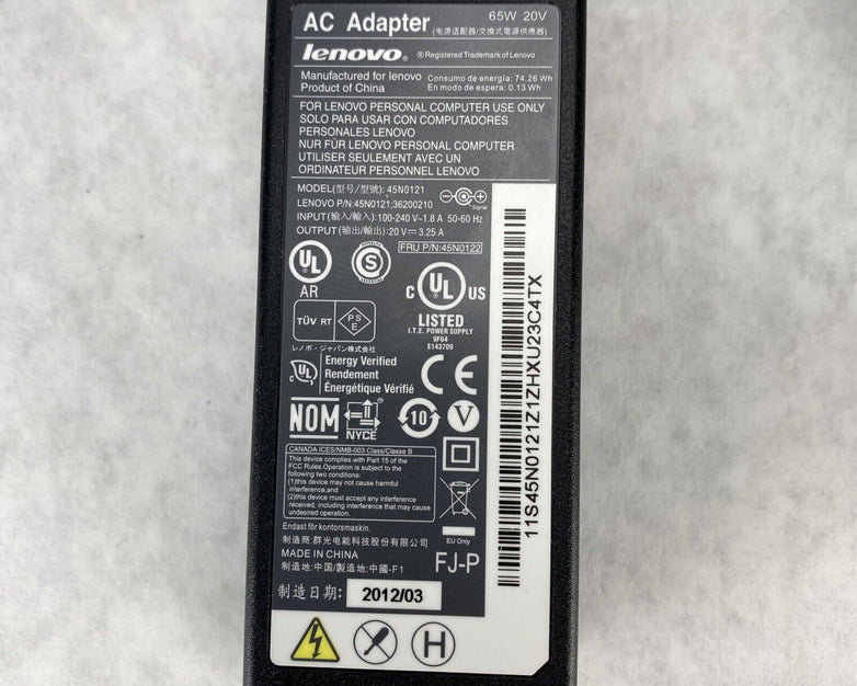 Lenovo 45N0121 ThinkPad Laptop Power Adapter 65W 20V 3.25A (Lot of 4)