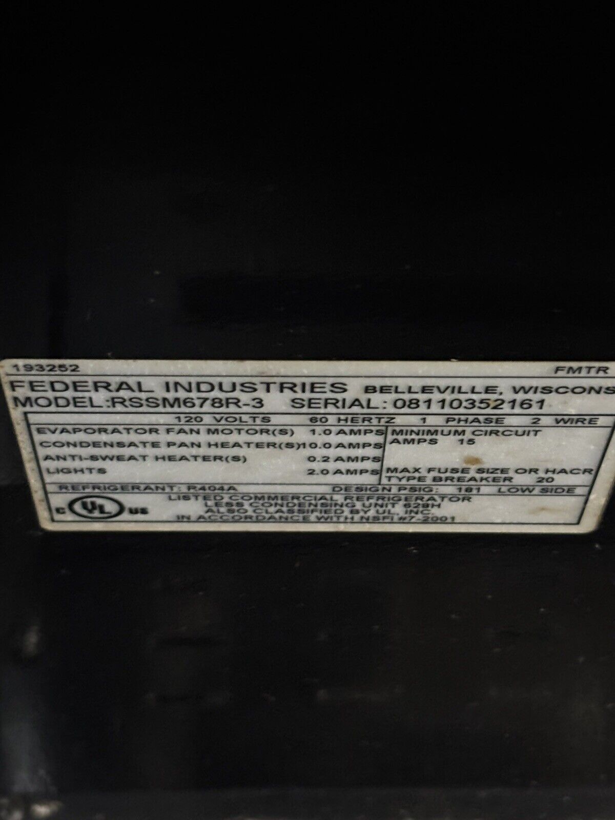 Federal Industries RSSM678R-3 Black 71" Self Serve Four Shelf Air Curtain Powers