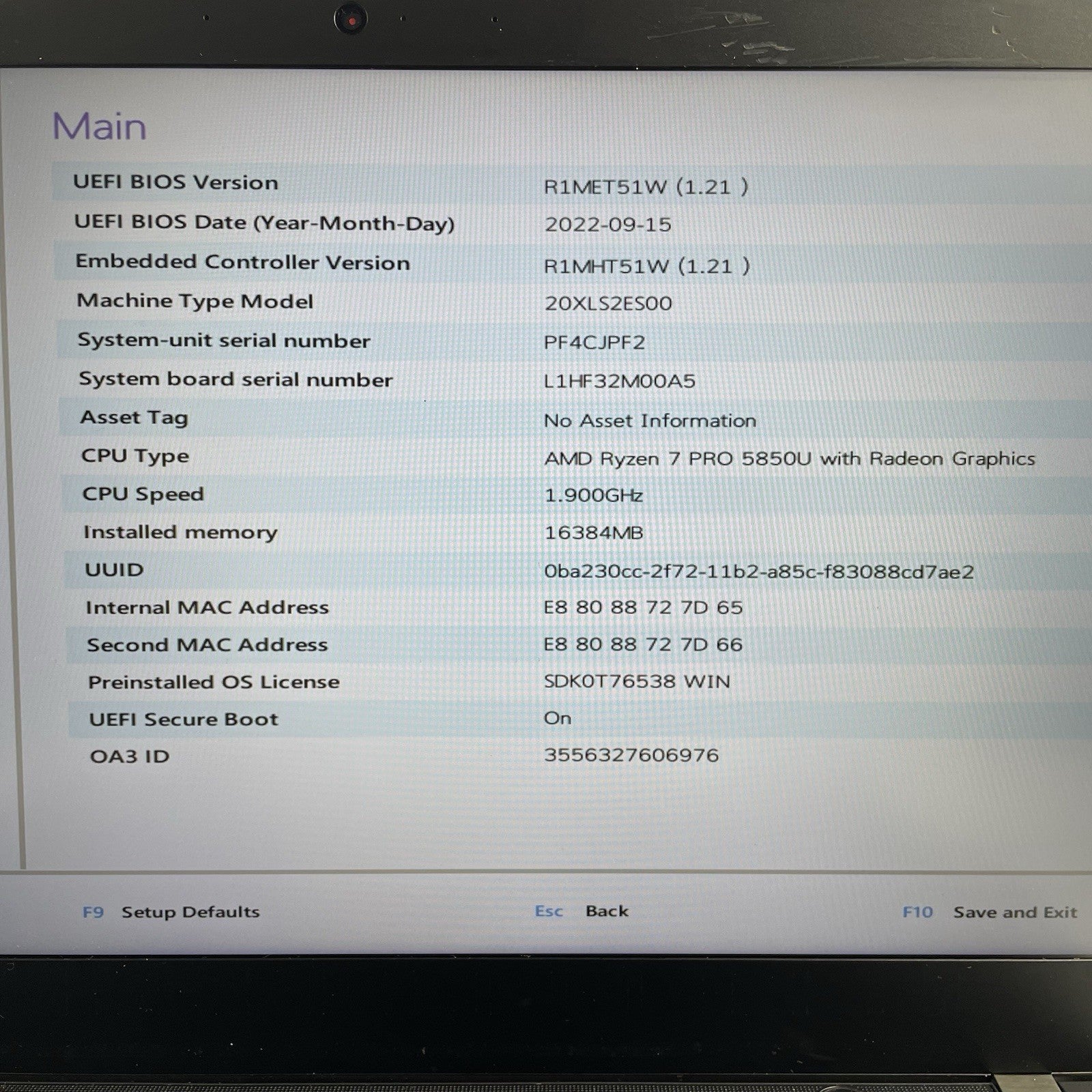 Lenovo ThinkPad T14 Gen 2a 14" Ryzen7 Pro 5850U 1.90 GHz 16 GB RAM No SSD/OS/AC2