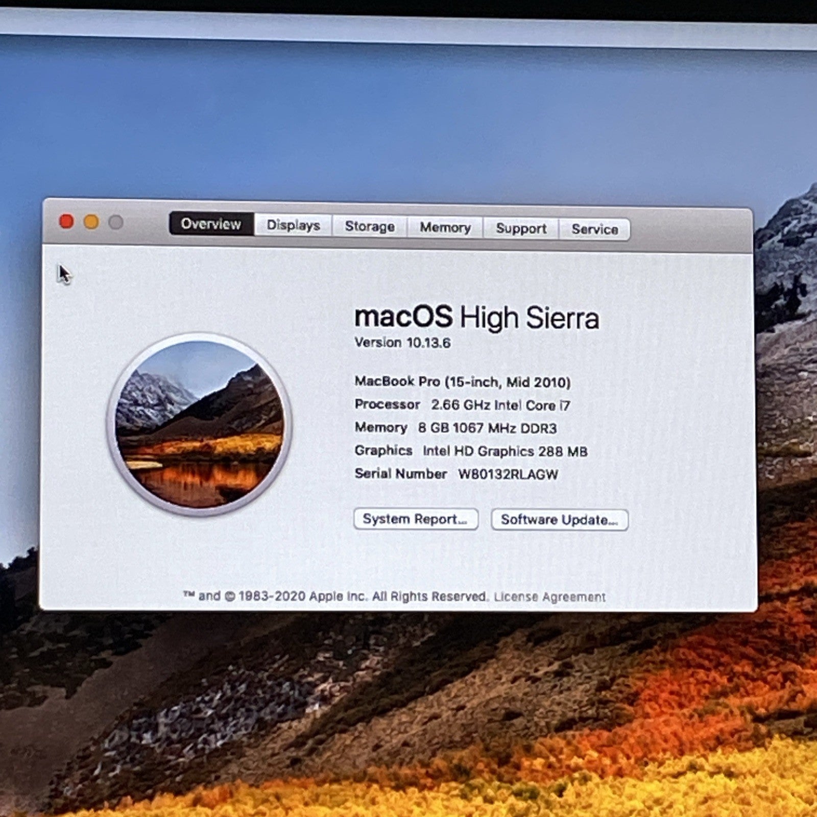 Apple MacBook Pro A1286 2010 15" 2.6GHz i7 8GB RAM 120GB SSD os10.13.6 118Cycles1