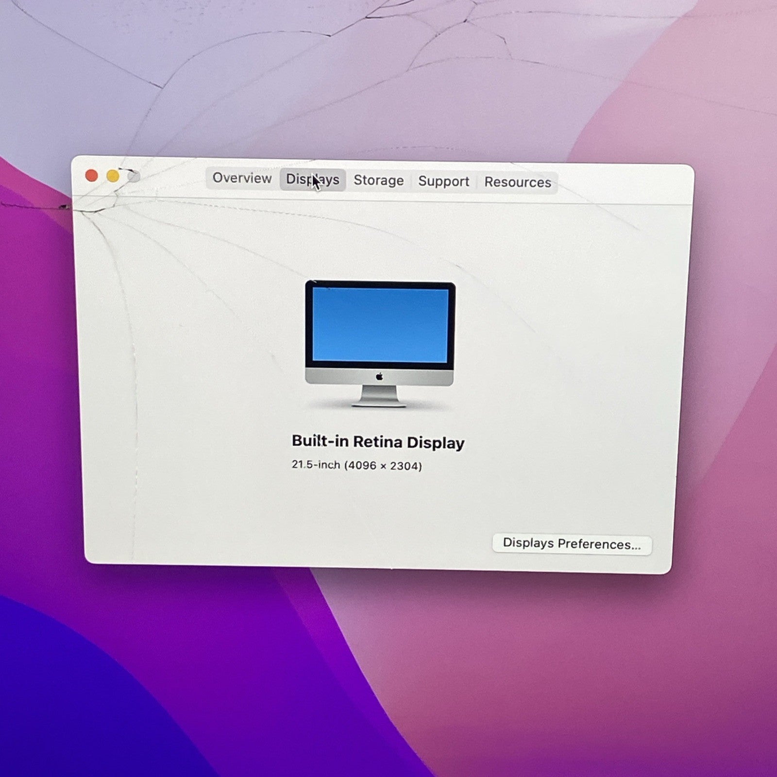 Apple A1418 iMac Retina 4k 21.5" 2015 3.1GHz i5 16GB RAM 1TB HDD Fusion -Cracked