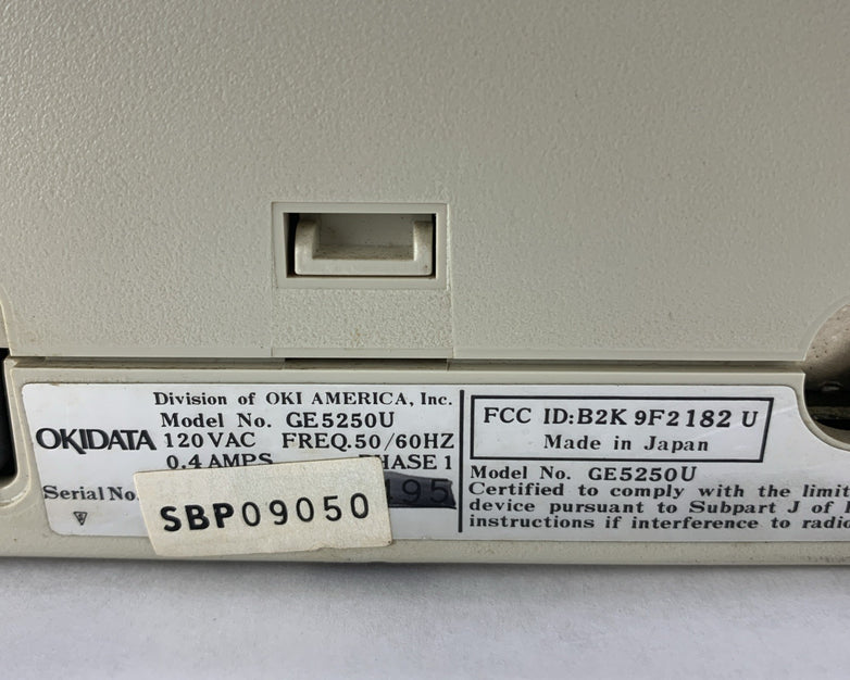 Okidata Microline 182 Turbo 9-Pin Dot Matrix Printer GE5250U - No Ribbon No Cord