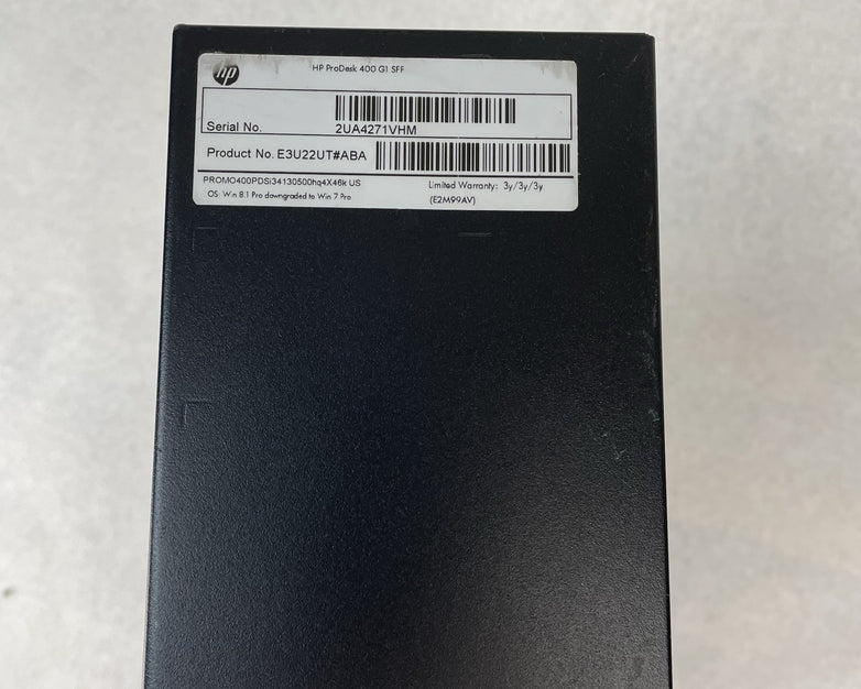 HP ProDesk 400 G1 SFF i3-4130 3.40 GHz 4 GB RAM No HDD No OS