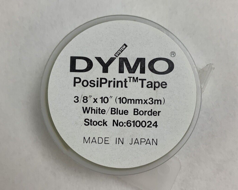 Dymo 610024 Esselte PosiPrint Labeling Tape White Blue Border 3/8"x10" 10x Rolls