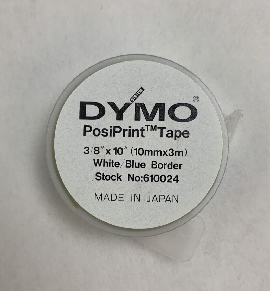Dymo 610024 Esselte PosiPrint Labeling Tape White Blue Border 3/8"x10" 10x Rolls