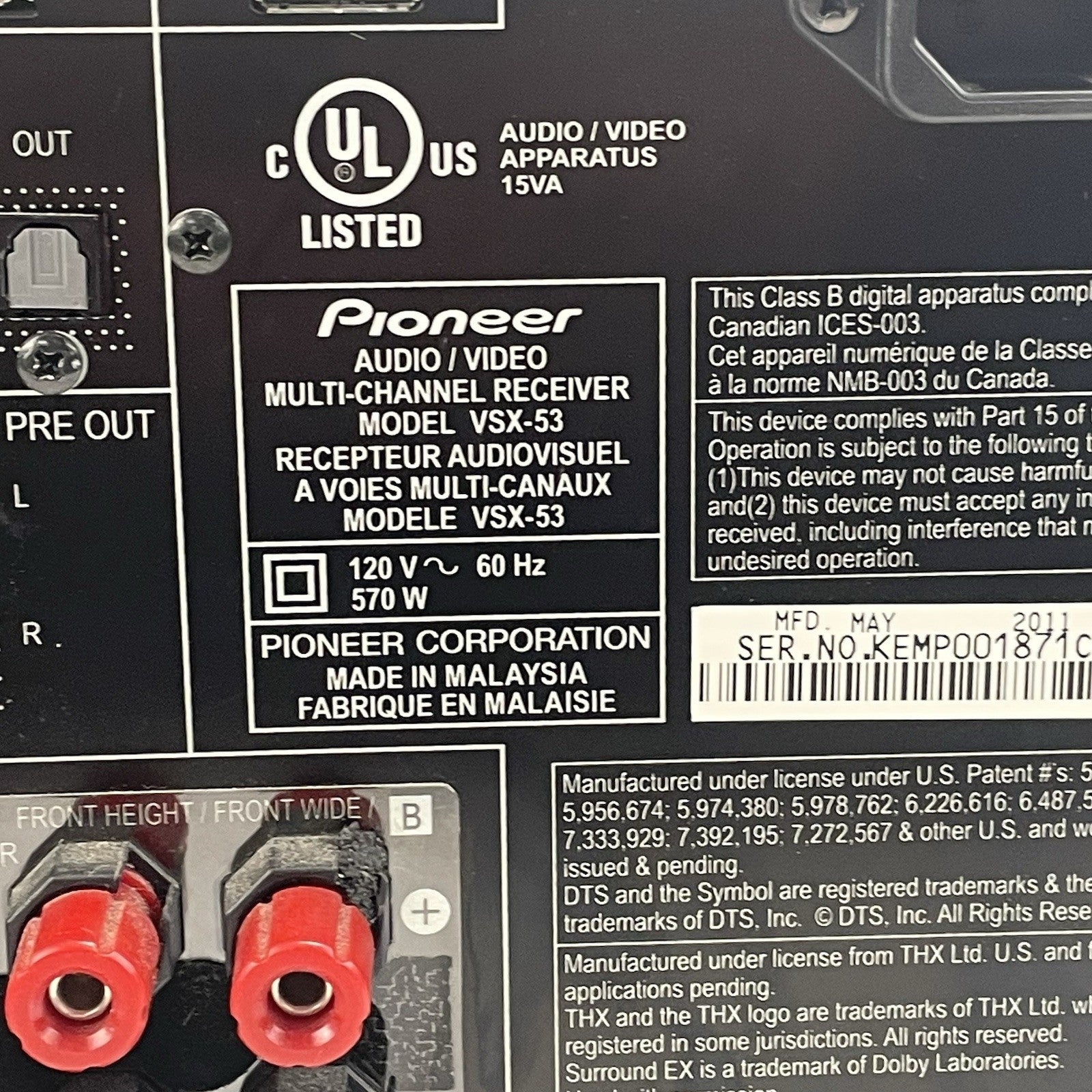 Pioneer Elite VSX-53 Tested For Parts Or Repair No Output Sound11
