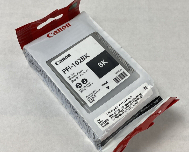 Genuine Canon PFI-102BK Black Ink Tank Exp 09/2018